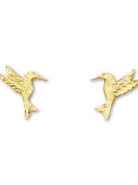 14K Solid Gold Hummingbird Stud Earrings | Real Gold Jewelry By Tehrani Jewelry